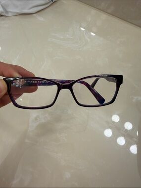 Seraphin Purple Marble Pattern Women's Rectangle Eyeglass Frames